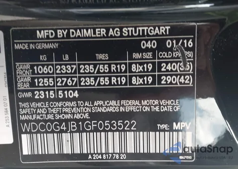 2016 Mercedes-Benz Glc 300 из США, поврежденный, VIN WDC0G4JB1GF053522